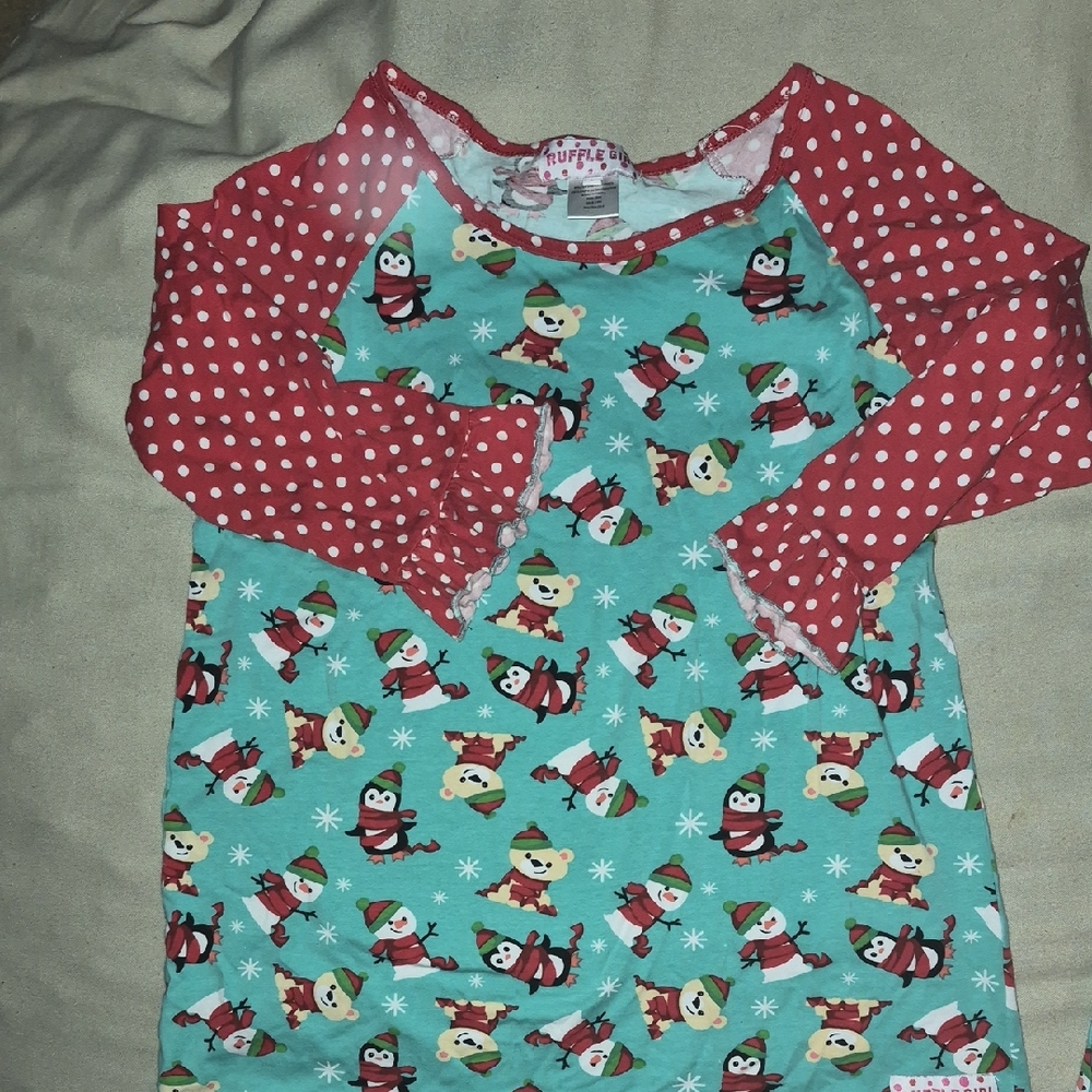 Festive Red and Green Long Sleeve Top